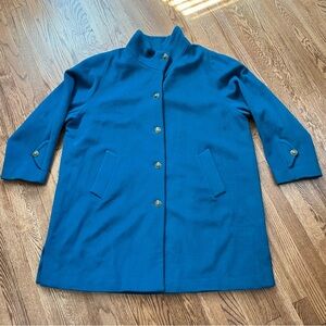 Women's Teal Blue Button-down Wool & Cashmere Coat - dennis basso (3X)